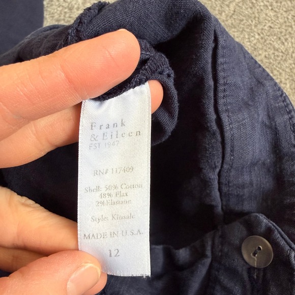Frank & Eileen kinsale crop Italian performance linen sailor pants navy blue 12 - Picture 6 of 9